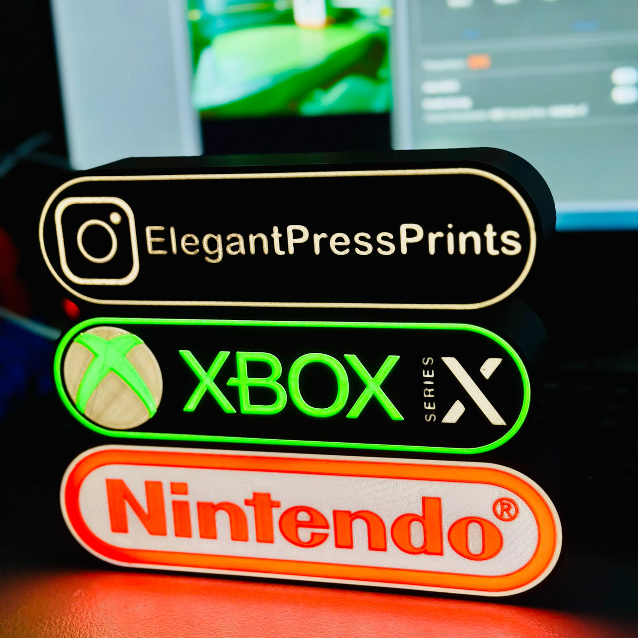 3D Printed LED Light Box – Social Media & Gaming Themes