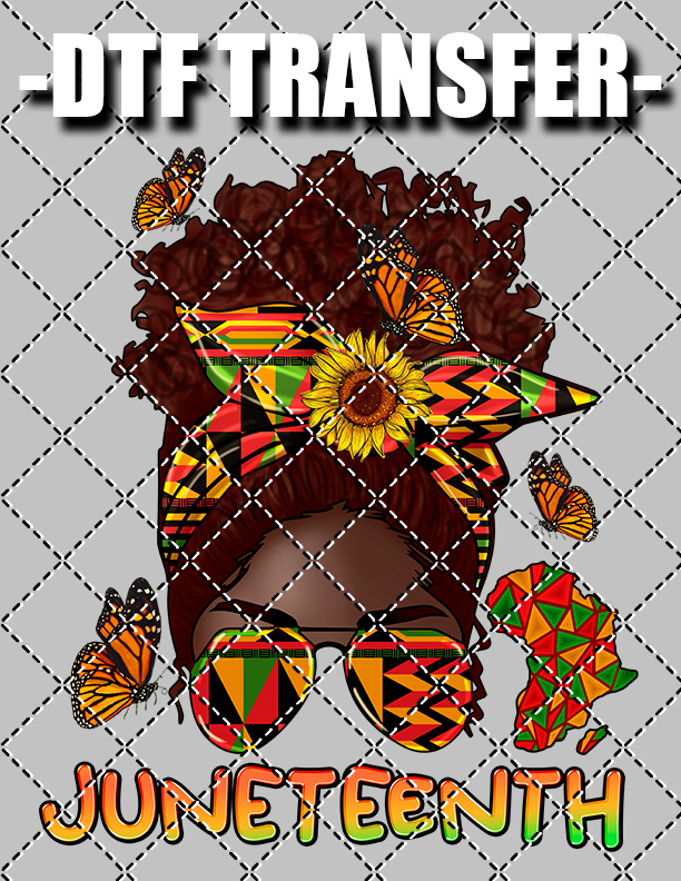 Juneteenth Sunflower Girl - DTF Transfer (Ready To Press)