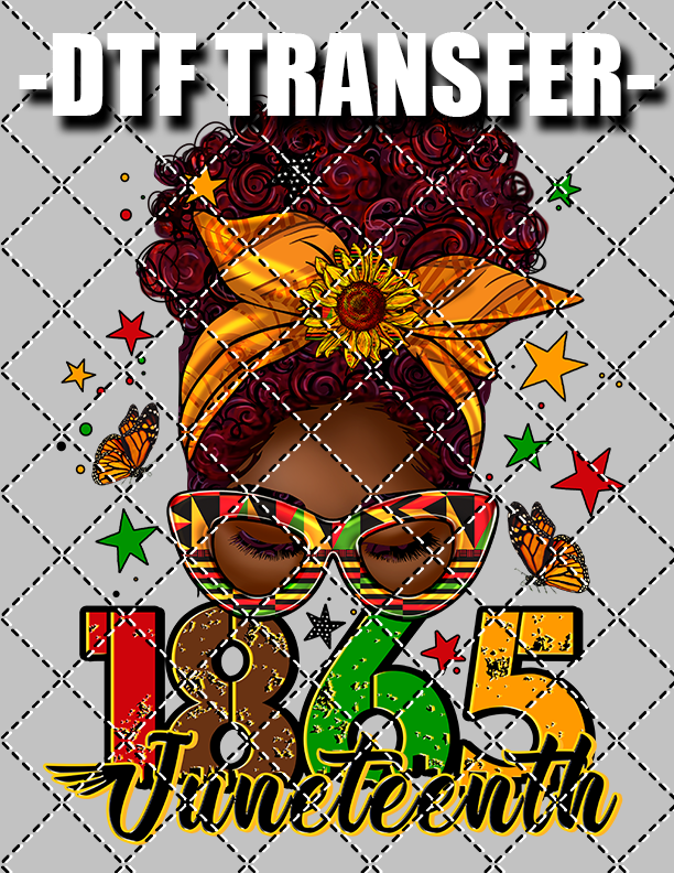 1865 Juneteenth Girl Bun - DTF Transfer (Ready To Press)
