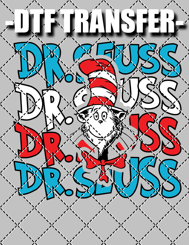 Seuss Cat Mirror - DTF Transfer (Ready To Press)