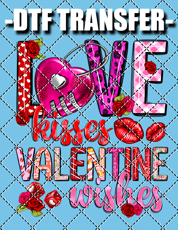 Love Kisses Valentine (Valentines) - DTF Transfer (Ready To Press)
