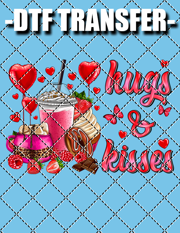 Hugs And Kisses (Valentines) - DTF Transfer (Ready To Press)