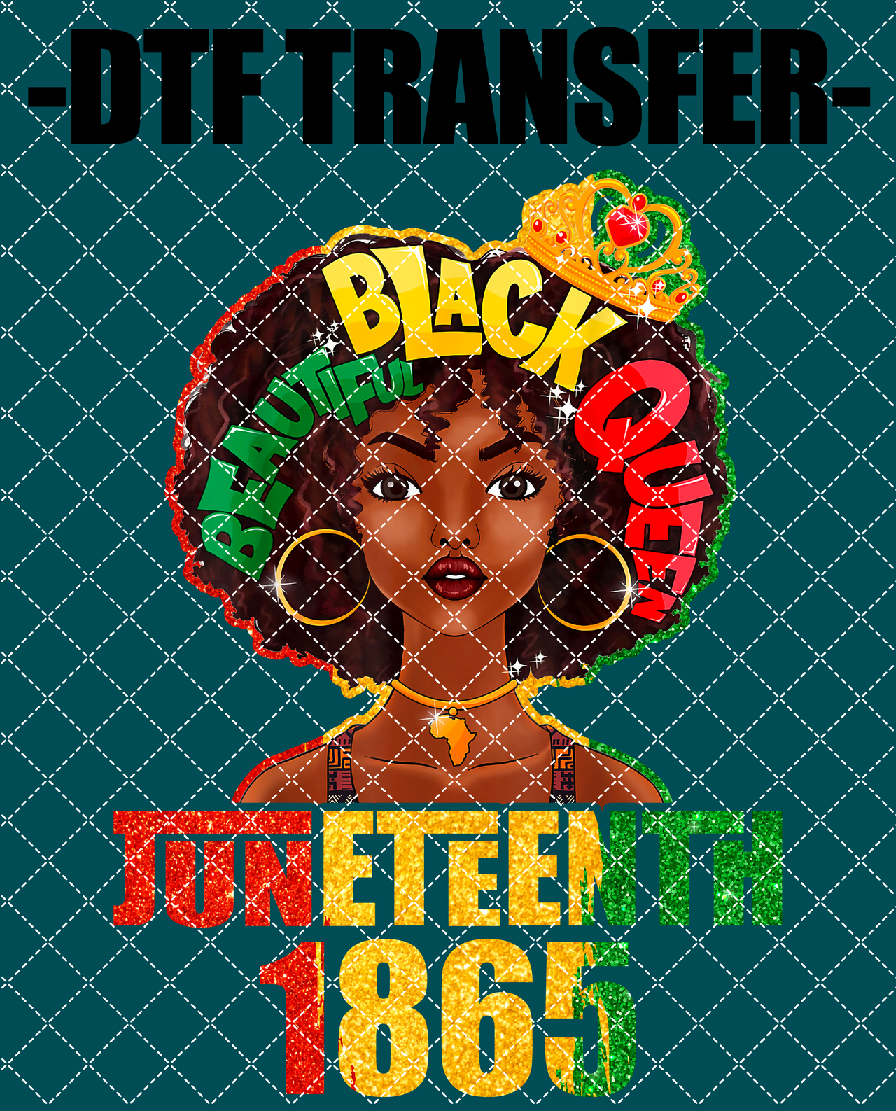 Juneteenth Beautiful Black Queen- DTF Transfer (Ready To Press)