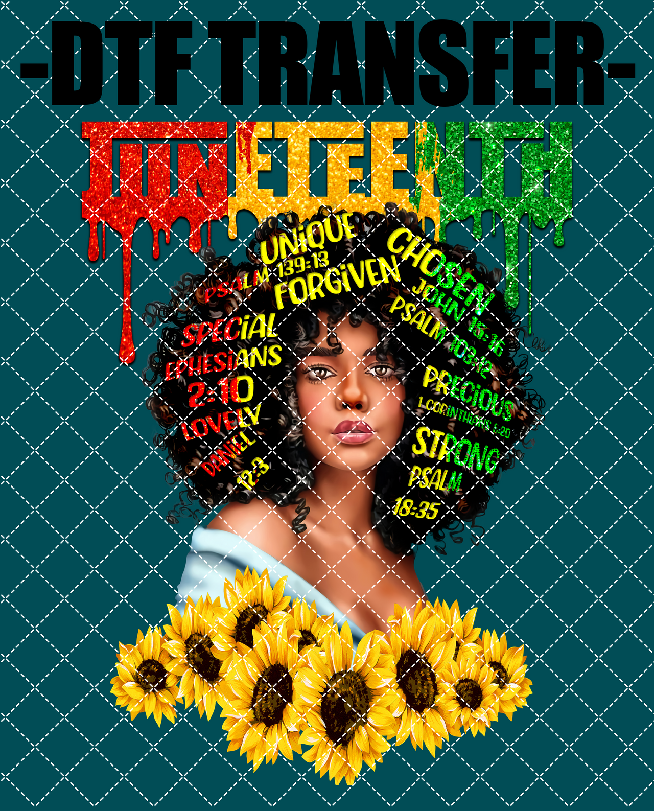 Juneteenth Sunflower - DTF Transfer (Ready To Press)