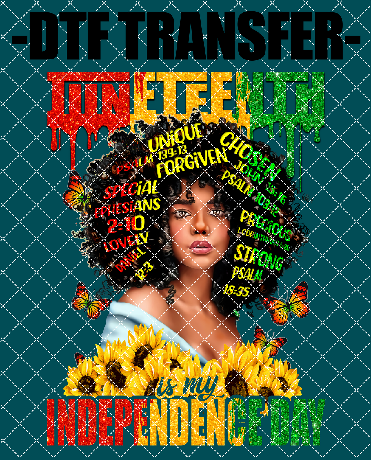 Juneteenth Sunflower Independence Day- DTF Transfer (Ready To Press)