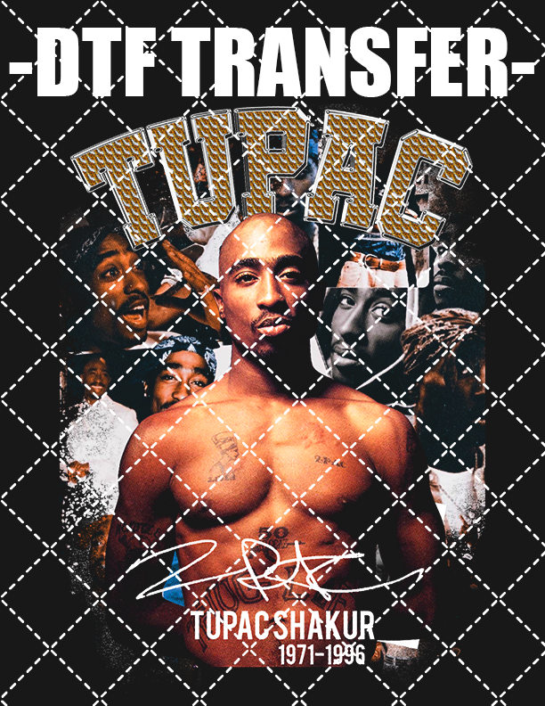 Tupac Bootleg (New) (Use On Black Tee Only) - DTF Transfer (Ready To Press)