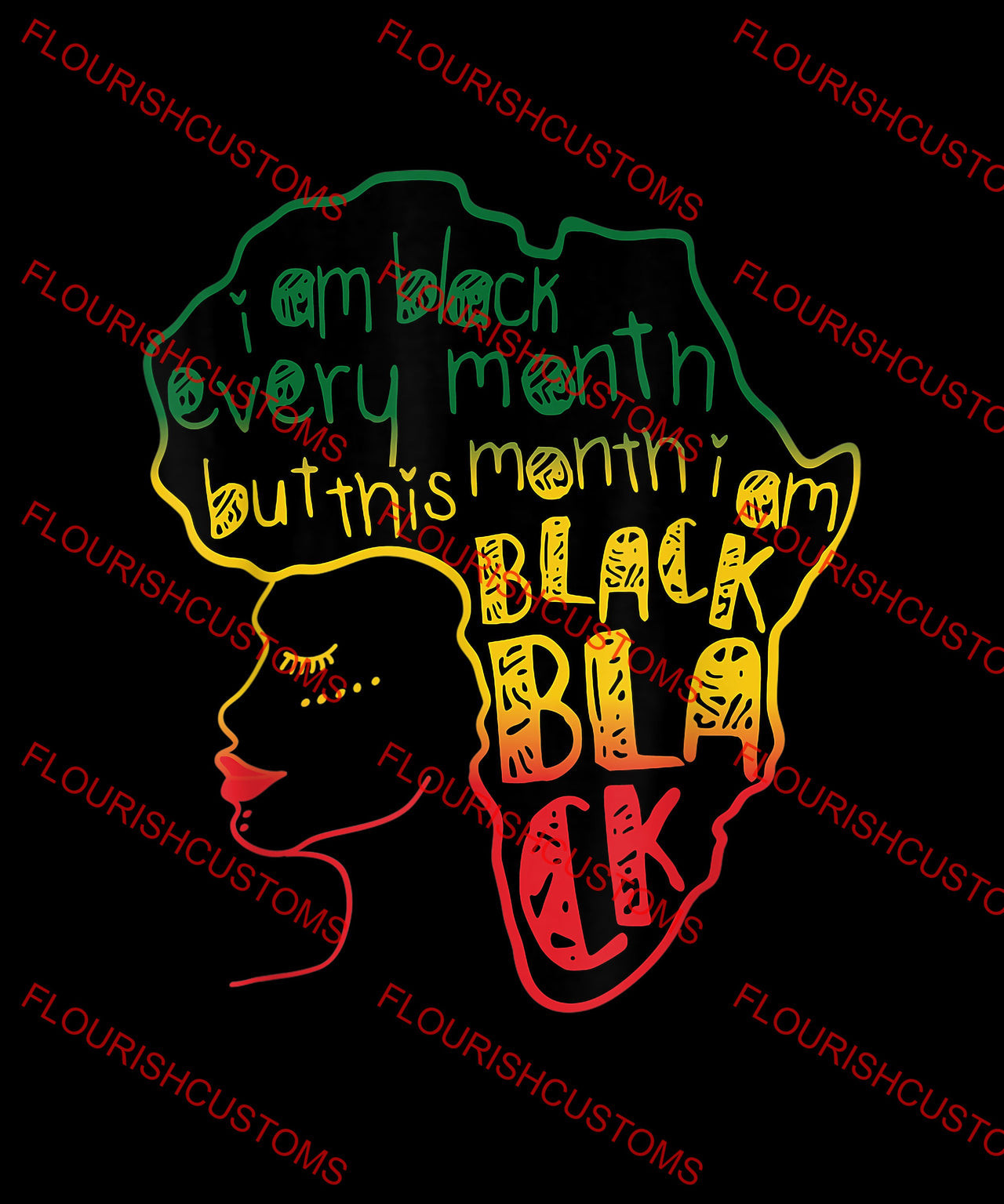I Am Black Every Month (2) - DTF Transfer (Ready To Press)
