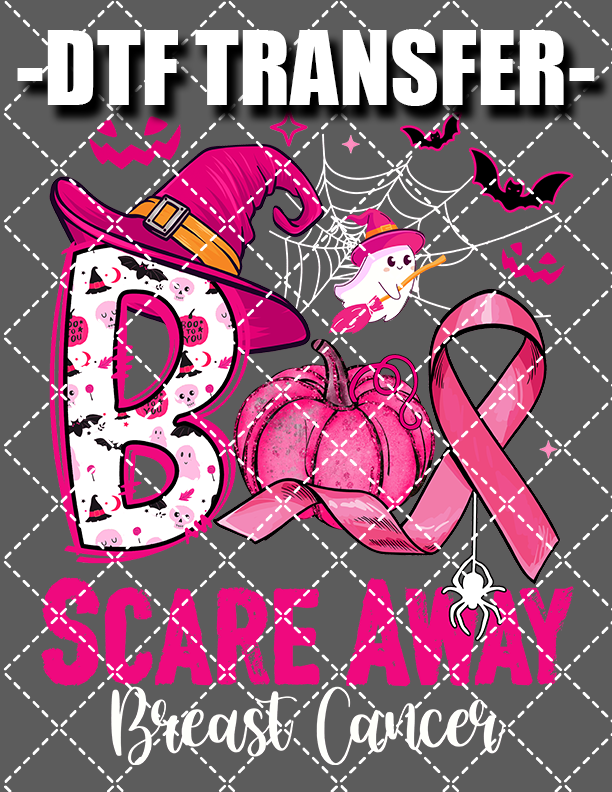 Scare Away (Breast Cancer) - DTF Transfer (Ready To Press)