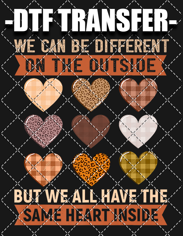 We can Be Different Heart Patterns - DTF Transfer (Ready To Press)