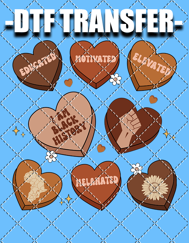 I Am Black History Hearts - DTF Transfer (Ready To Press)