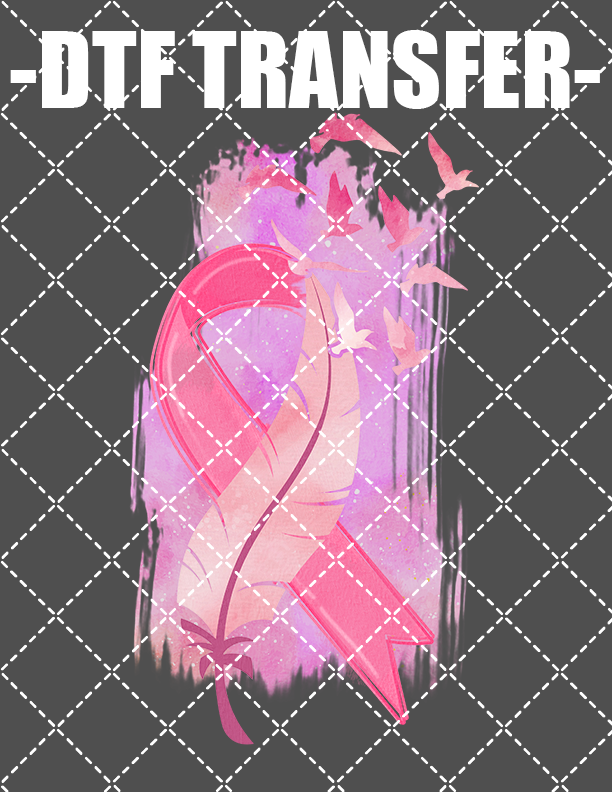 Ribbon & Birds (Breast Cancer) - DTF Transfer (Ready To Press)