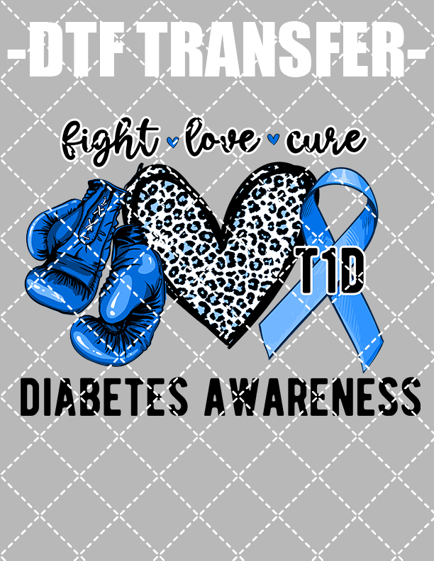 Fight Peace Cure (Diabetes Awareness) - DTF Transfer (Ready To Press)