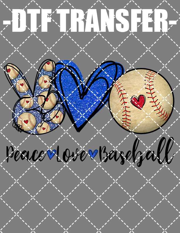 Peace Love Baseball - DTF Transfer (Ready To Press)