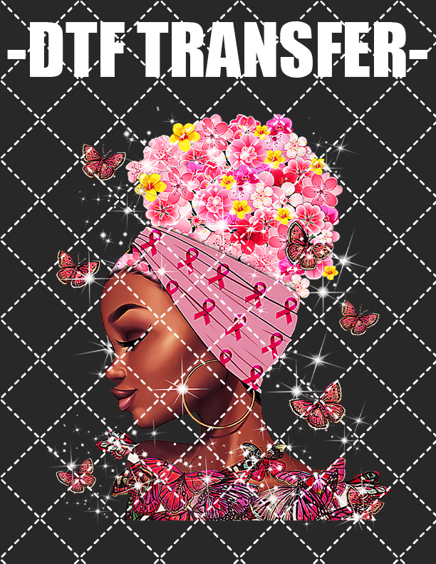 Awareness Flower Fro (Breast Cancer) - DTF Transfer (Ready To Press)