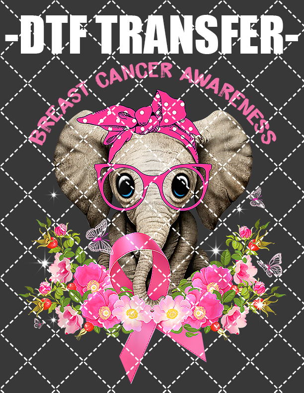 Breast Cancer Awareness Elephant - DTF Transfer (Ready To Press)