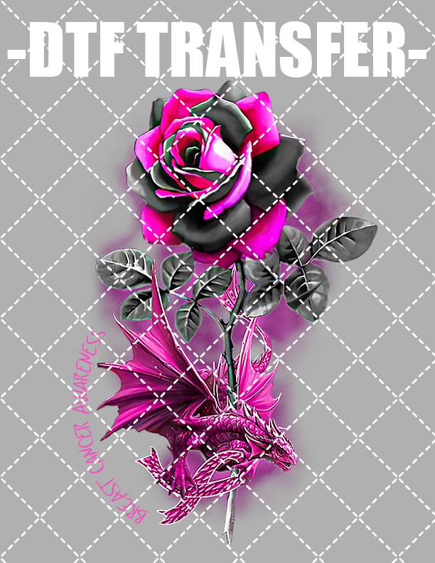 Awareness Rose (Breast Cancer) - DTF Transfer (Ready To Press)