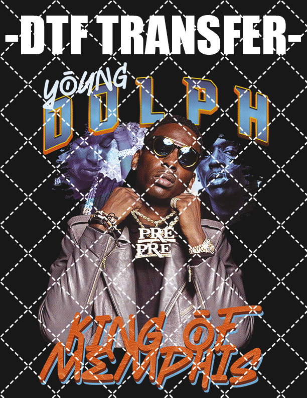 Young Dolph Bootleg V2 (Use On Black Tee Only) - DTF Transfer (Ready To Press)
