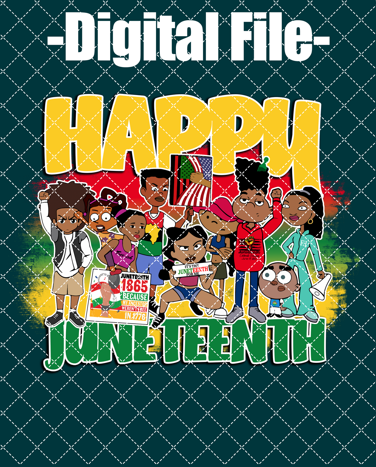 Happy Juneteenth Black Toon (Digital PNG)