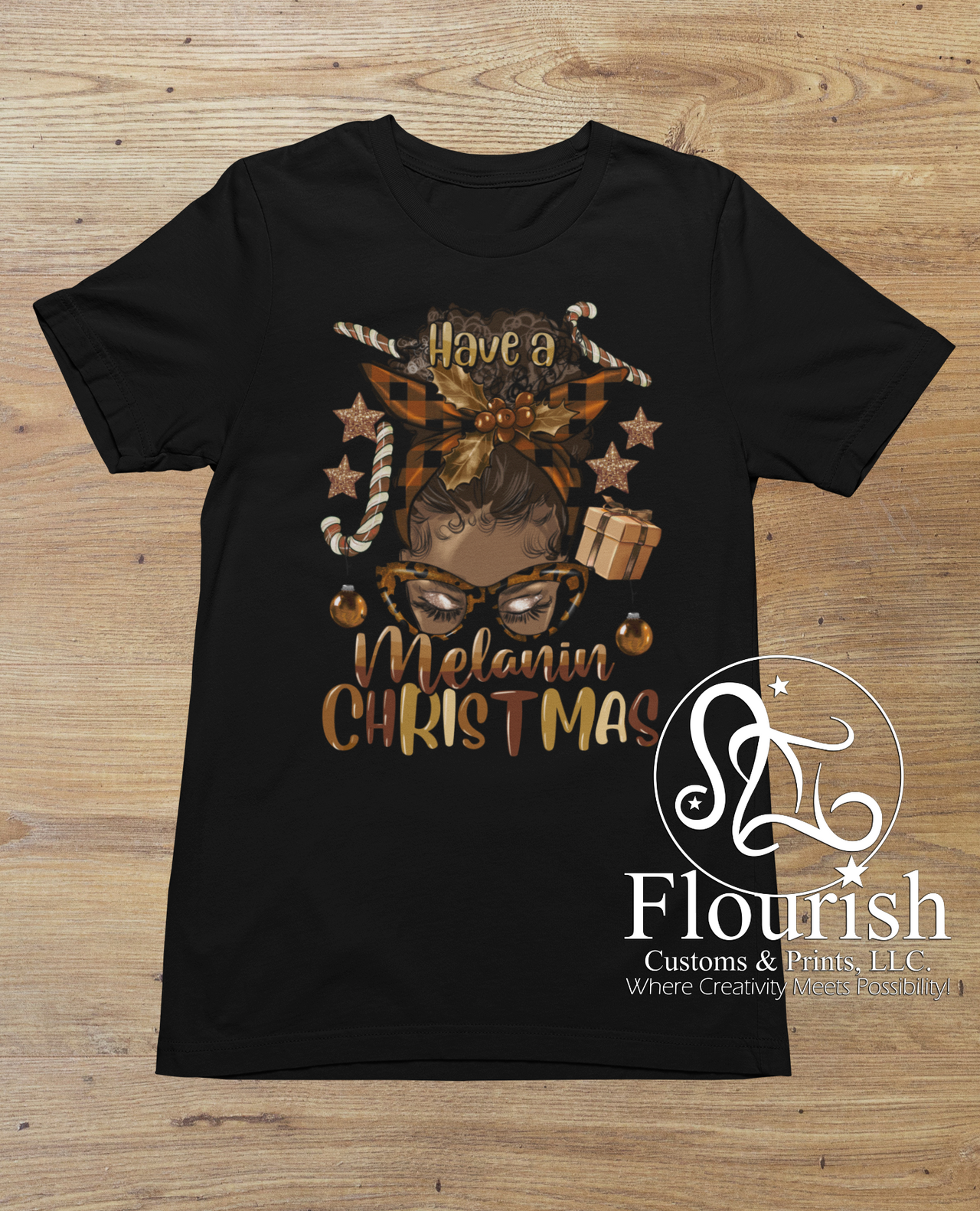 Melanin Christmas Bun Tee