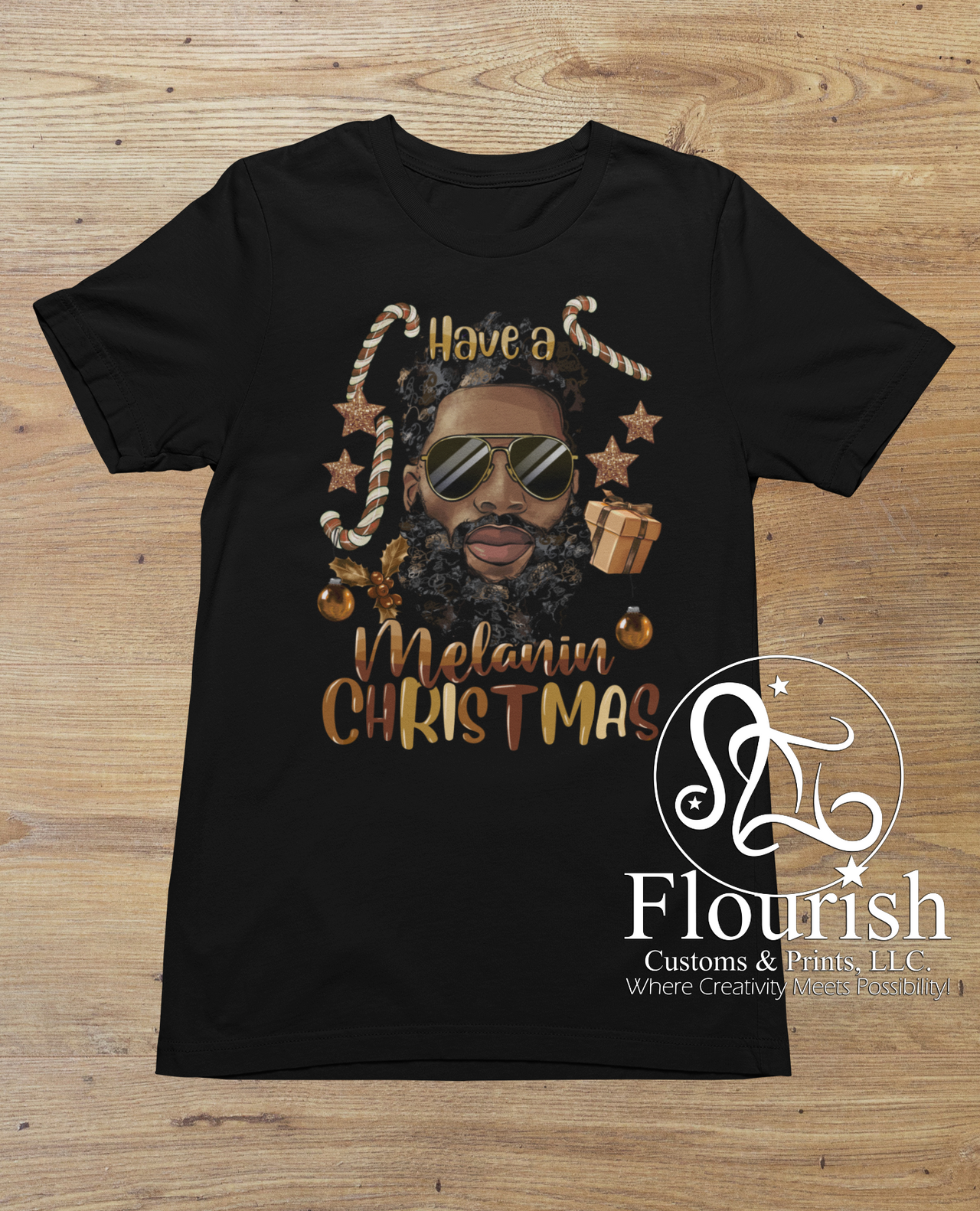 Melanin Christmas Guy Tee
