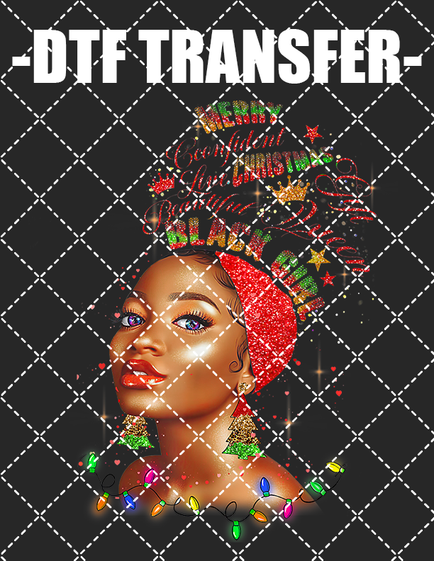 Christmas Black Girl - DTF Transfer (Ready To Press)