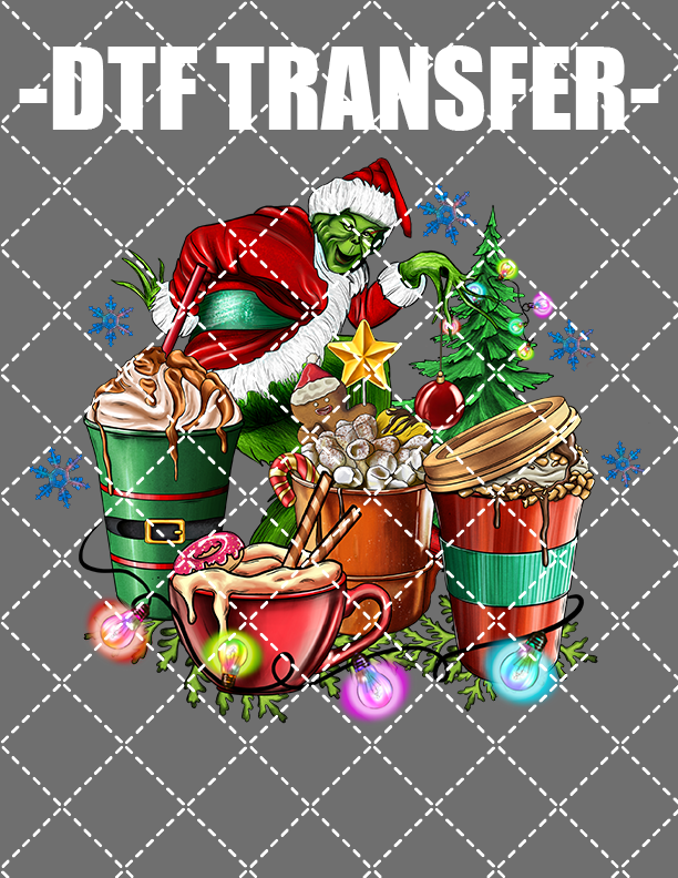 Grinch Christmas Drinks - DTF Transfer (Ready To Press)