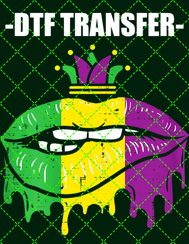 Mardi Gras Lips - DTF Transfer (Ready To Press)