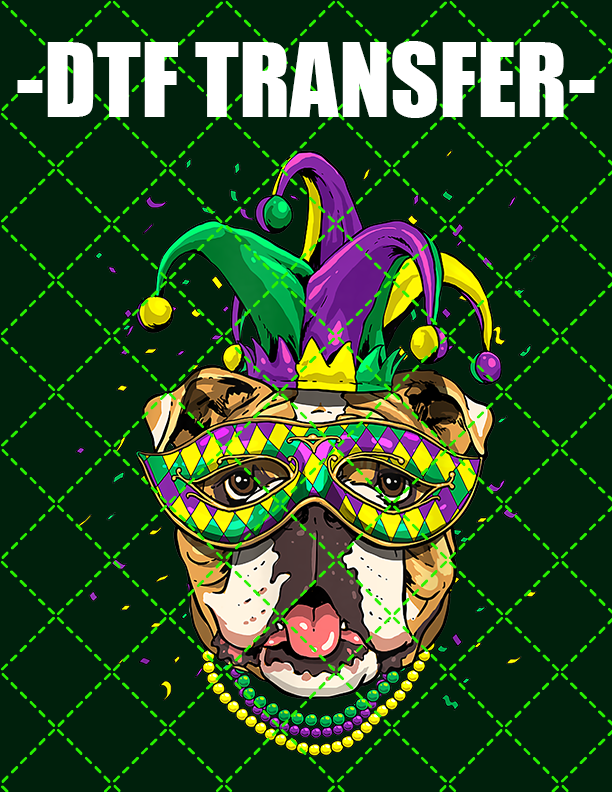 Mardi Gras Doggy - DTF Transfer (Ready To Press)