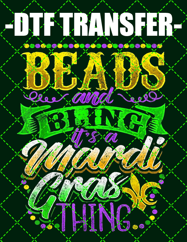 Beads Bling Mardi Gras - DTF Transfer (Ready To Press)