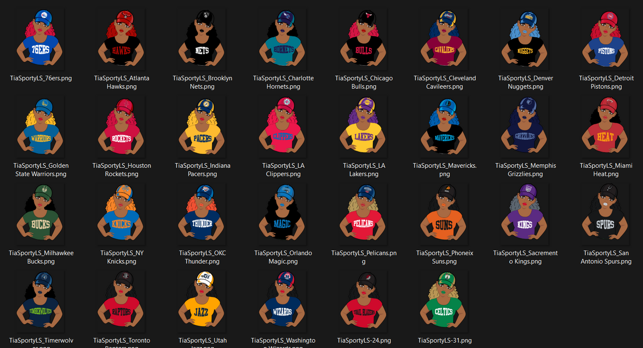 NBA Cap Girl (All Teams Available) - DTF Transfer (Ready To Press)
