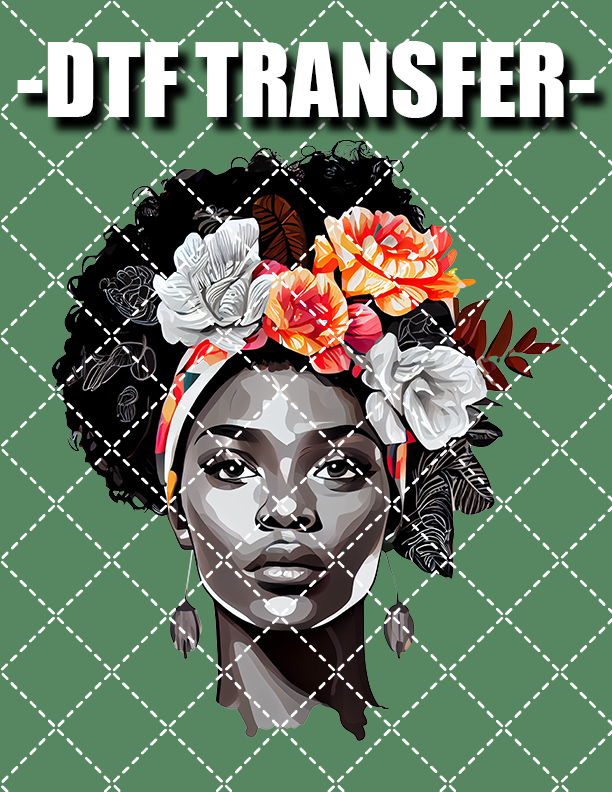 Black Flower Lady 1 - DTF Transfer (Ready To Press)